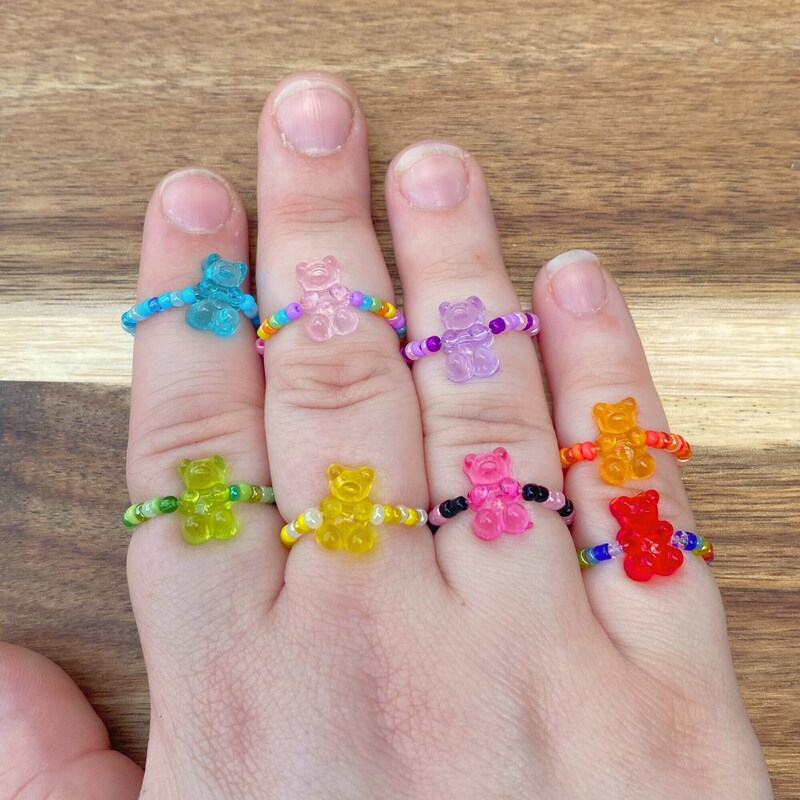 Cute Gummy Bear Rings | Beaded Jewelry | Fun Accessories | Gifts for Friends | Statement Pieces | Gifts for Kids